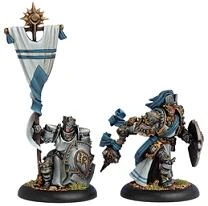 Cygnar Morrowan Ally: Precursor Knight Officer & Standard - Unit Attachment (1 Officer & 1 Standard Bearer) - PIP+42009[Metal Blister Pack] [875582004865]