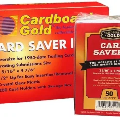 Cardboard Gold - Card Saver 1 - Semi-Rigid Toploaders Standard (PSA Grading Approved) - Box (Display Med 4x50, 200 Stk.) - 3" X 4" - Sleeves[Toploader] [098781072217]