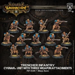 Cygnar: Trencher Infantry - Unit (1 Leader & 9 Grunts & 3 Grenade Porter Weapon Attachments) - PIP-31105[Plastic Box Set] [875582013459]