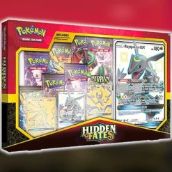 Pokemon Hidden Fates - Premium Powers Collection: Rayquaza, Solgaleo & Lunala - 7 Boosters, 1 Shiny & 2 Gold Secret GX, Oversize & Plakat *Sjælden*[Pokemon Box POK80392] [820650803925]