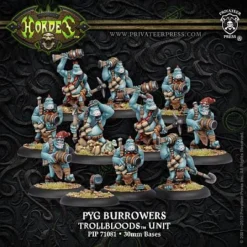Trollbloods: Pyg Burrowers - Unit (1 Leader & 9 Grunts + 1 Burrow Marker) - PIP-71081[Metal Box Set] [875582012694]
