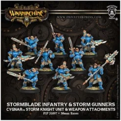 Cygnar: Stormblade Infantry - Storm Knight Unit (1 Leader, 5 Grunts & 3 Storm Gunner Weapon Attachments) - PIP-31097[Plastik Figurer] [875582011528]