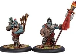 Trollbloods: Kriel Warrior Standard & Piper - Trollkin - Kriel Warrior Unit Attachment (1 Standard Bearer & 1 Piper) - PIP+71031[Metal Blister Pack] [875582003851]